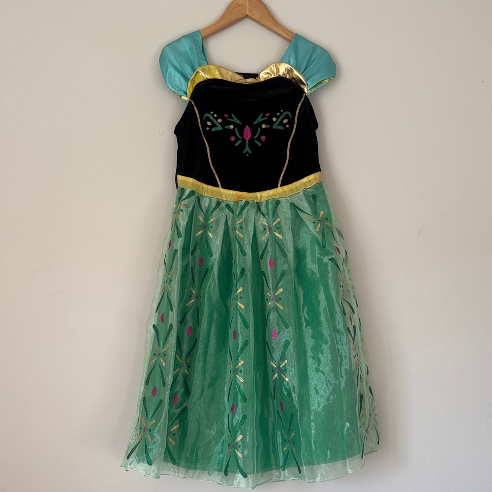 Anna-Inspired Green & Black Girls' Costume Dress